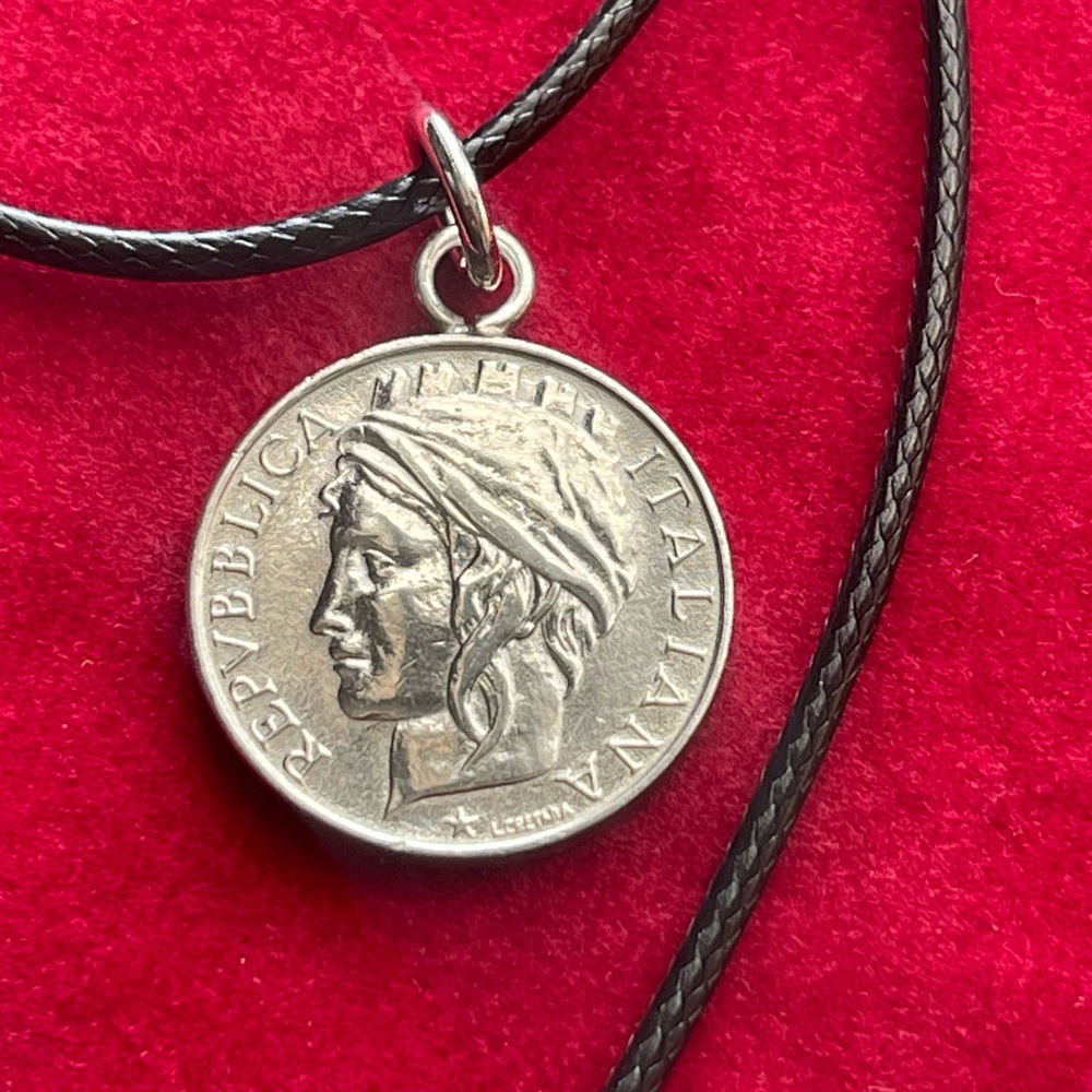 Italian coin pendant necklace